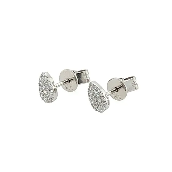14KW Gold Diamond Pear Shape Disc Stud Earrings Image 3 Franzetti Jewelers Austin, TX
