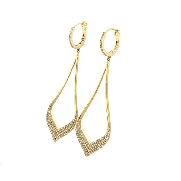14KY Gold Pavé Diamond Long Dangle Earrings Image 2 Franzetti Jewelers Austin, TX