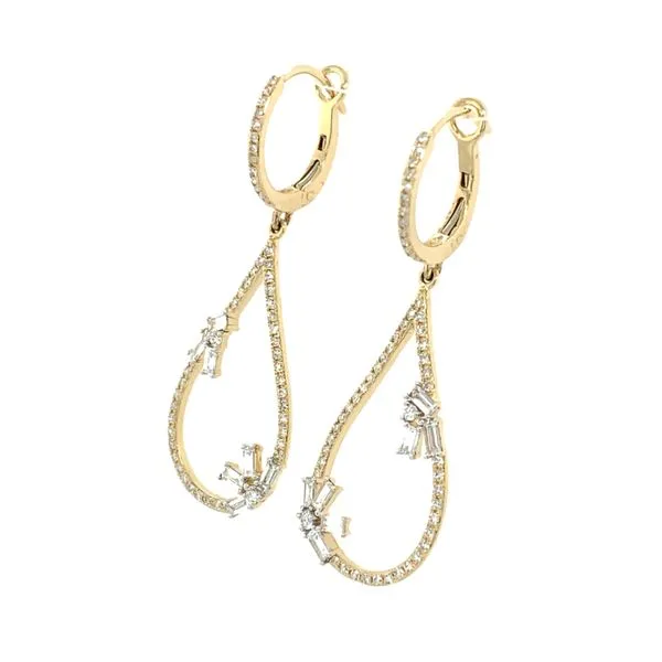 14KY Gold Open Pear Shape Diamond Dangle Earrings Image 2 Franzetti Jewelers Austin, TX