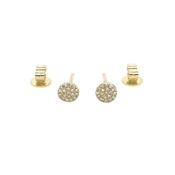 14KY Gold Diamond Round Disc Stud Earrings Image 4 Franzetti Jewelers Austin, TX