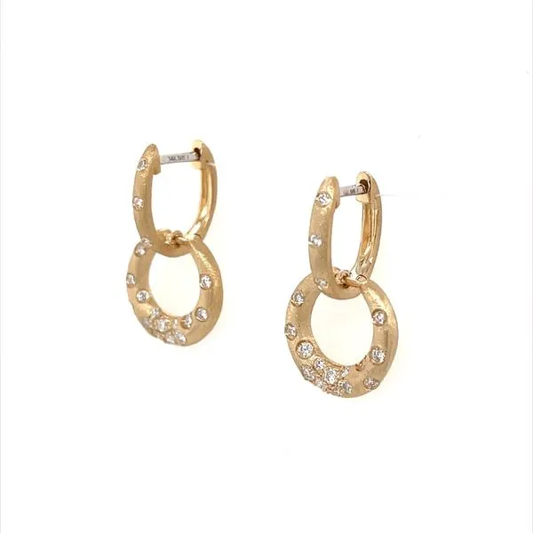 14KY Gold Round Flush Set Diamond Dangle Earrings Image 2 Franzetti Jewelers Austin, TX