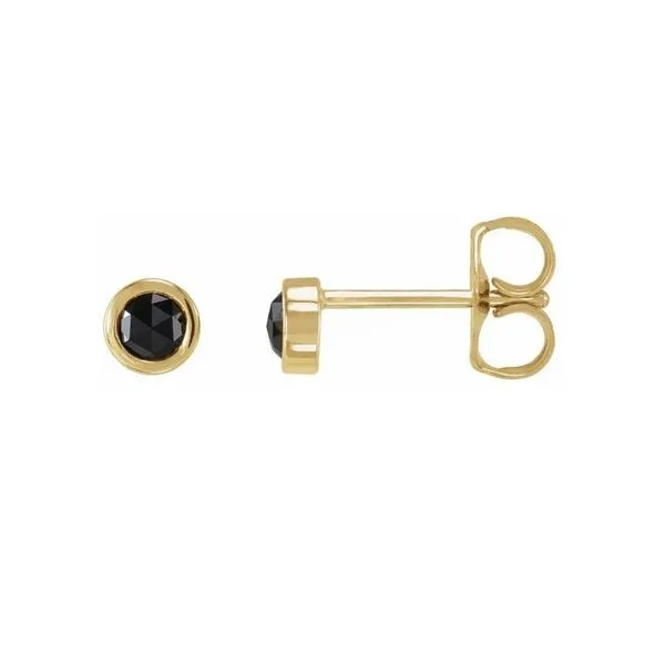 14KY 1/5 CTW Rose-Cut Natural Black Diamond Bezel-Set Earrings Franzetti Jewelers Austin, TX
