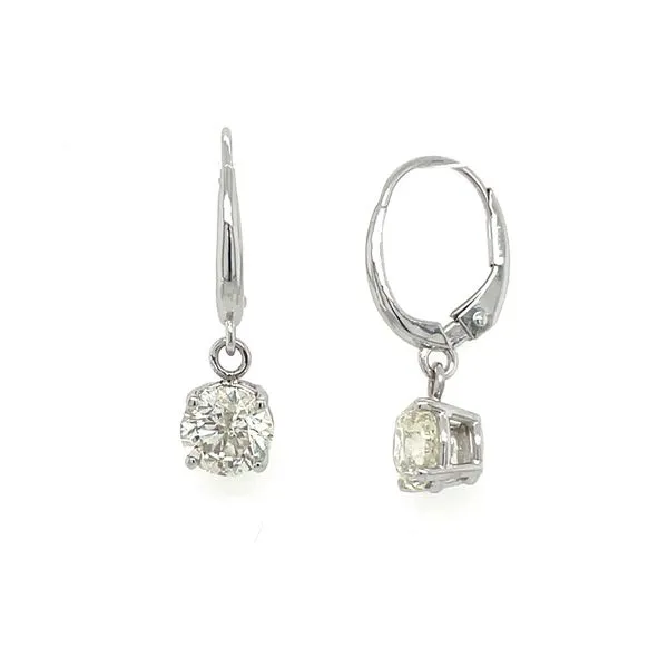 14KW Gold Dangle Earrings with 6 mm Round Diamonds 1.50 CTW Image 2 Franzetti Jewelers Austin, TX