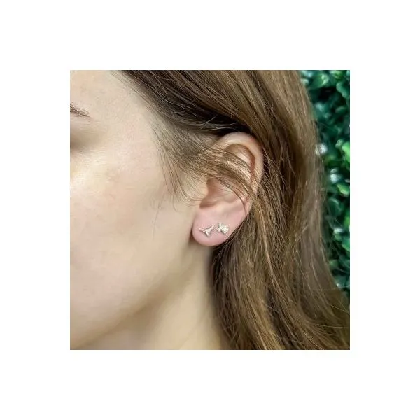 14KY Gold Bull Shaped Pavé Diamond Stud Earrings Image 2 Franzetti Jewelers Austin, TX