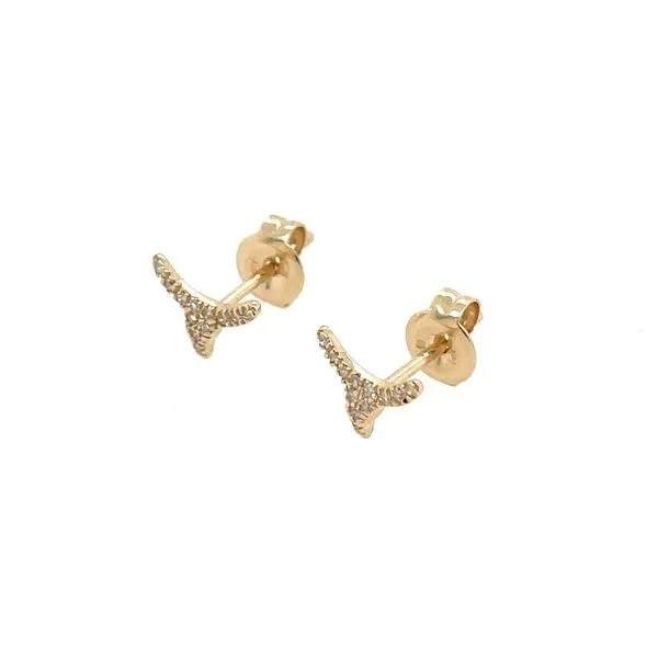 14KY Gold Bull Shaped Pavé Diamond Stud Earrings Image 3 Franzetti Jewelers Austin, TX