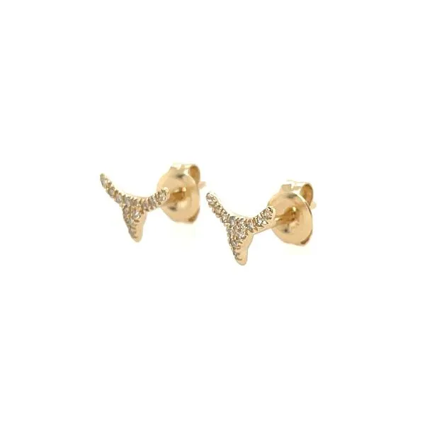 14KY Gold Bull Shaped Pavé Diamond Stud Earrings Image 4 Franzetti Jewelers Austin, TX