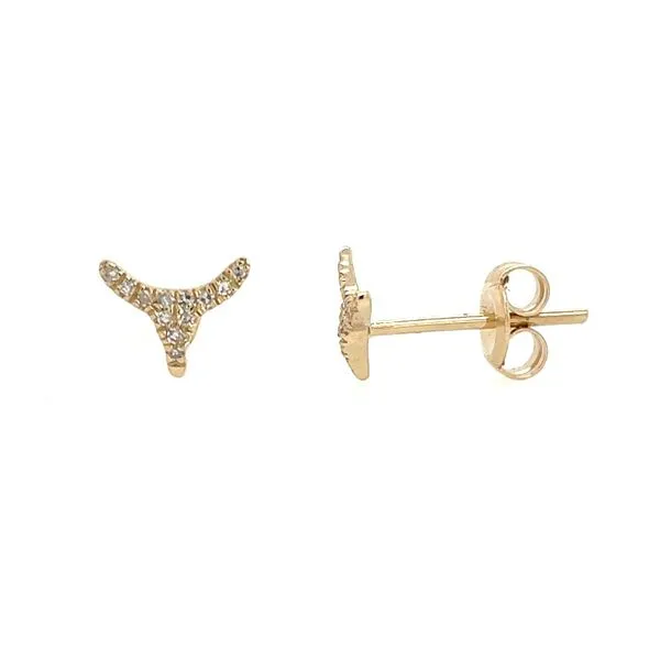 14KY Gold Bull Shaped Pavé Diamond Stud Earrings Franzetti Jewelers Austin, TX