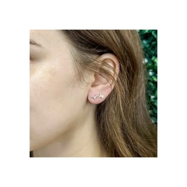 14KY Gold State of Texas Shaped Pavé Diamond Stud Earrings Image 2 Franzetti Jewelers Austin, TX
