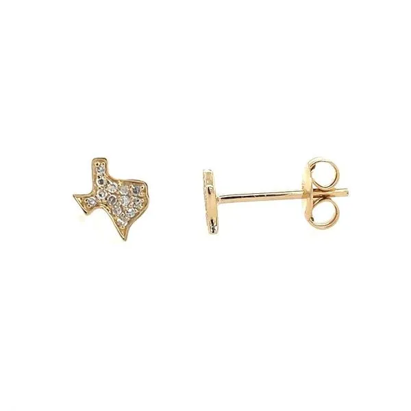 14KY Gold State of Texas Shaped Pavé Diamond Stud Earrings Franzetti Jewelers Austin, TX