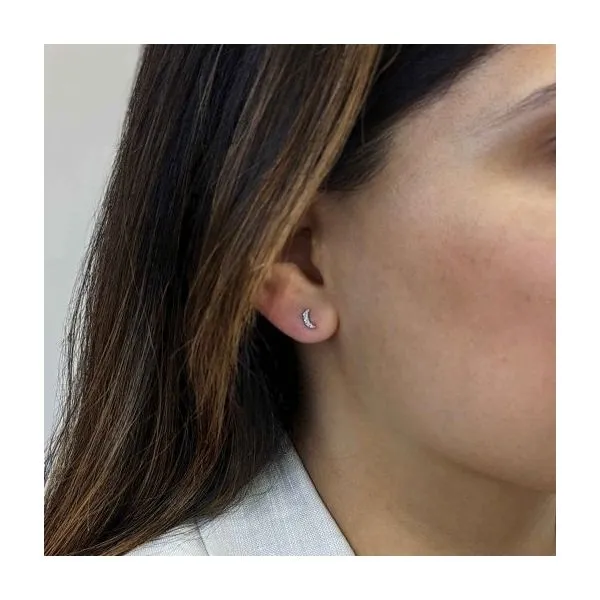 14KW Gold Crescent Moon Shaped Pavé Diamond Stud Earrings Image 2 Franzetti Jewelers Austin, TX