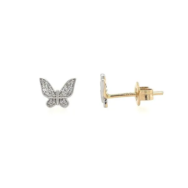 14KY Gold Butterfly Shaped Pavé Diamond Stud Earrings Franzetti Jewelers Austin, TX