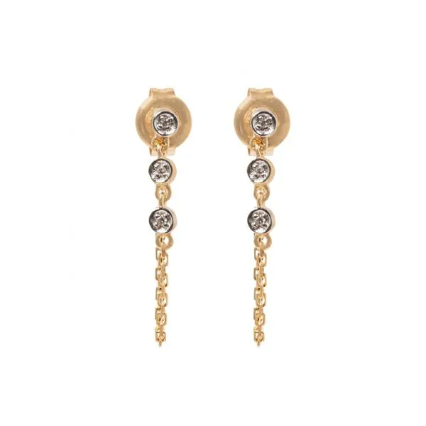 14KY Gold Drop Chain Earrings with Diamonds Image 4 Franzetti Jewelers Austin, TX