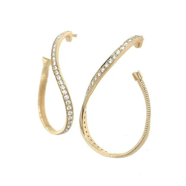 14KY GoldTwisting Curl Earrings with Diamonds Image 3 Franzetti Jewelers Austin, TX