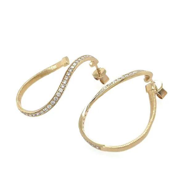 14KY GoldTwisting Curl Earrings with Diamonds Image 4 Franzetti Jewelers Austin, TX
