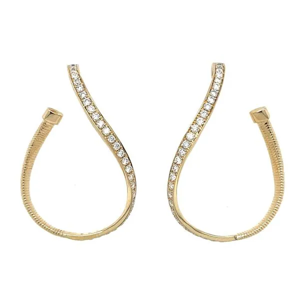 14KY GoldTwisting Curl Earrings with Diamonds Franzetti Jewelers Austin, TX