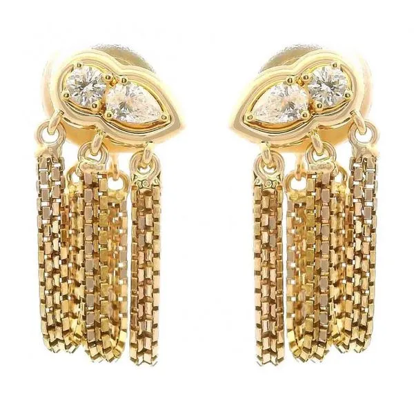 14KY Diamond Statement Ear Climbers with Chain Drops Franzetti Jewelers Austin, TX