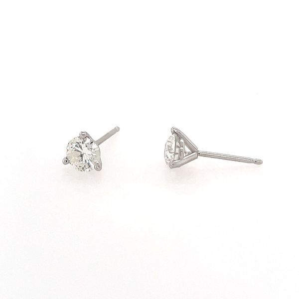 14K White Gold 3-Prong 1 CTW Diamond Stud Earrings Image 2 Franzetti Jewelers Austin, TX