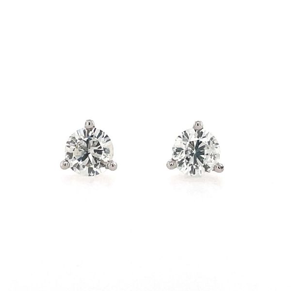 14K White Gold 3-Prong 1 CTW Diamond Stud Earrings Franzetti Jewelers Austin, TX