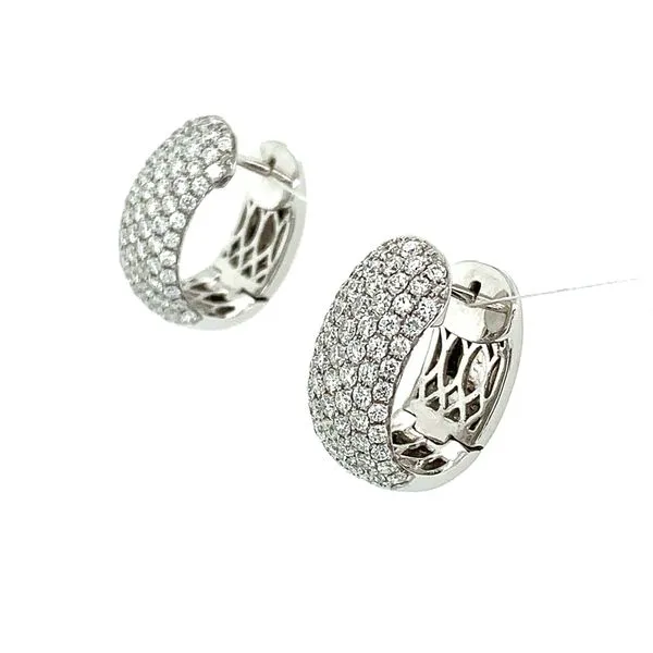 18KW Gold Pavé Diamond Huggie Hoop Earrings 1.98 CTW Image 2 Franzetti Jewelers Austin, TX