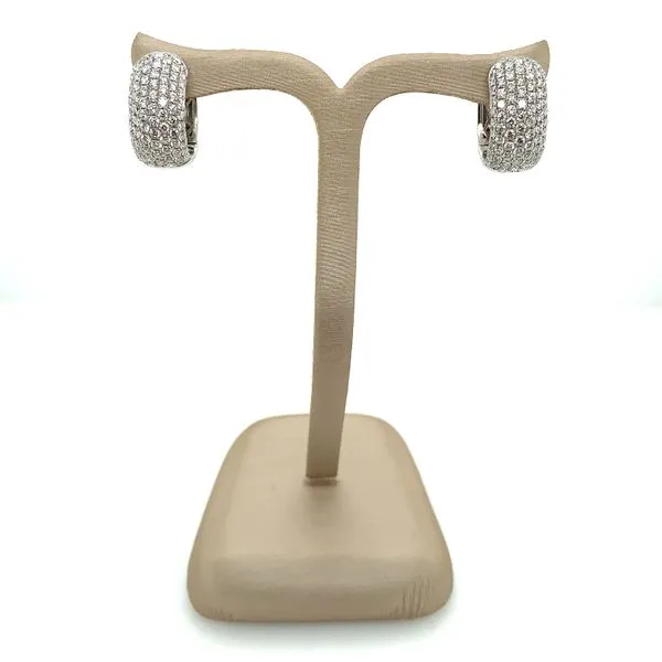 18KW Gold Pavé Diamond Huggie Hoop Earrings 1.98 CTW Image 4 Franzetti Jewelers Austin, TX