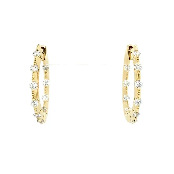 14K Yellow Gold 1/2 CTW Diamond Hoop Earrings Image 3 Franzetti Jewelers Austin, TX