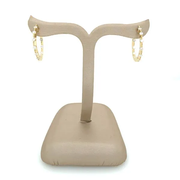 14K Yellow Gold 1/2 CTW Diamond Hoop Earrings Image 4 Franzetti Jewelers Austin, TX
