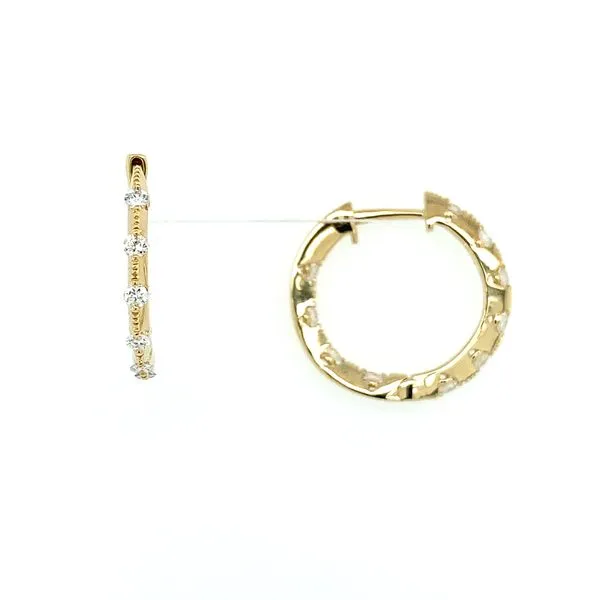 14K Yellow Gold 1/2 CTW Diamond Hoop Earrings Franzetti Jewelers Austin, TX