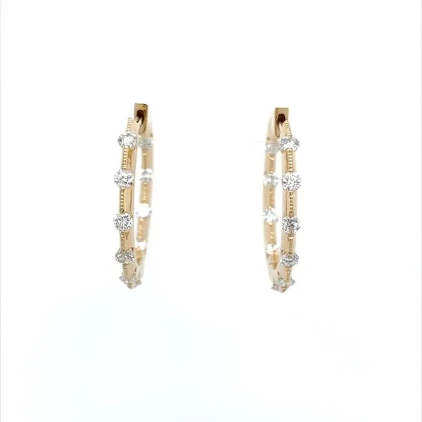 14K Yellow Gold 1 CTW Diamond Hoop Earrings Image 3 Franzetti Jewelers Austin, TX