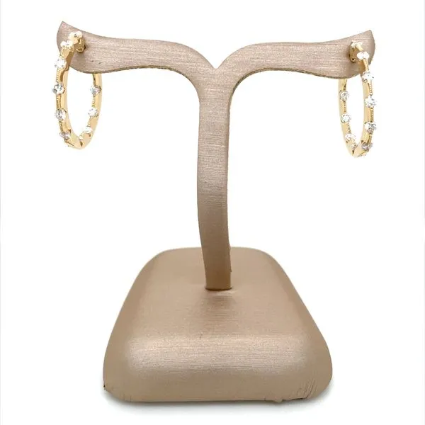 14K Yellow Gold 1 CTW Diamond Hoop Earrings Image 4 Franzetti Jewelers Austin, TX