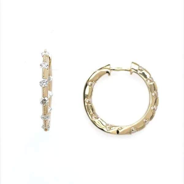 14K Yellow Gold 1 CTW Diamond Hoop Earrings Franzetti Jewelers Austin, TX