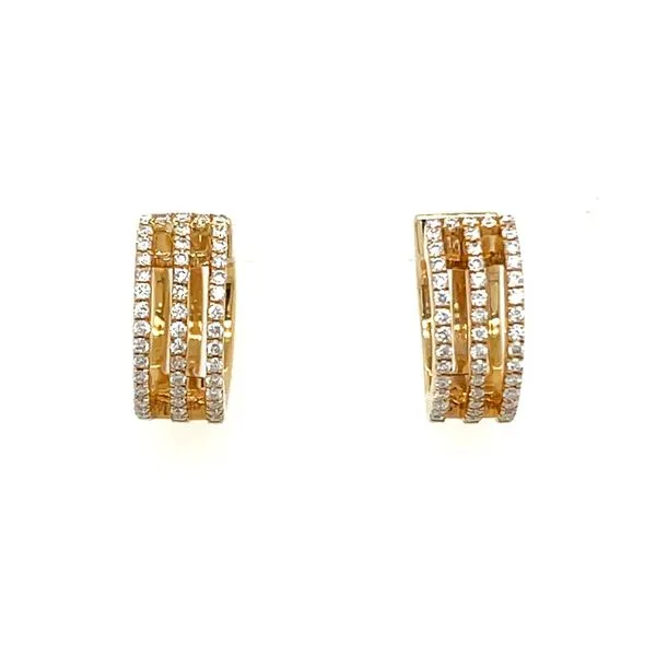 14KY Triple Row Diamond Huggie Earrings Franzetti Jewelers Austin, TX