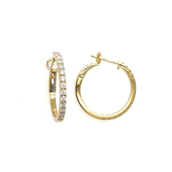 18KY Gold 22.5 mm Diamond Hoop Earrings 3/4 CTW Franzetti Jewelers Austin, TX