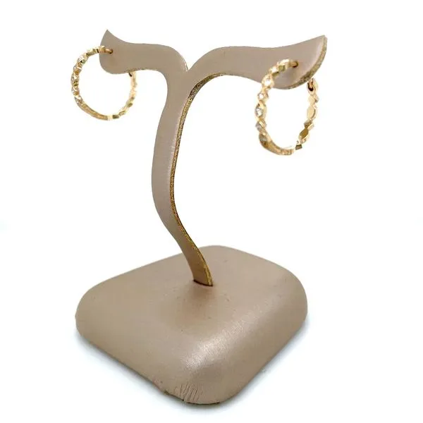 14KY Gold 18 mm Diamond Hoop Earrings with Engraved & Milgrain Texture Image 3 Franzetti Jewelers Austin, TX