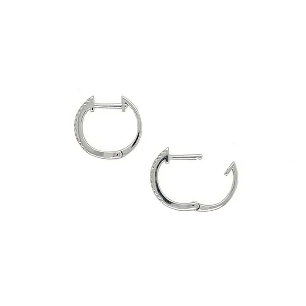 14KW Gold 12 mm Huggie Hoop Earrings with Diamonds Image 5 Franzetti Jewelers Austin, TX