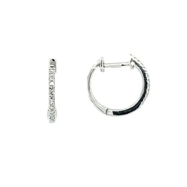 14KW Gold 12 mm Huggie Hoop Earrings with Diamonds Franzetti Jewelers Austin, TX