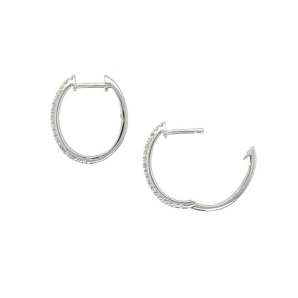 14KW Gold 14 x 16 mm Oval Huggie Hoop Earrings with Diamonds Image 3 Franzetti Jewelers Austin, TX