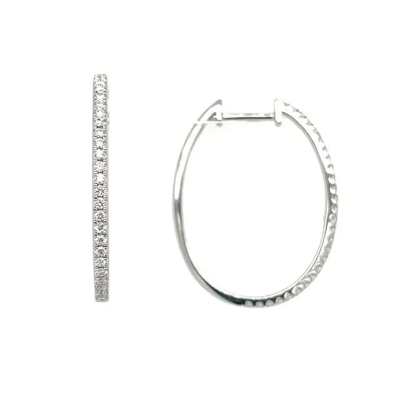 14KW Gold 20 x 26 mm Oval Hoop Earrings with Diamonds Franzetti Jewelers Austin, TX