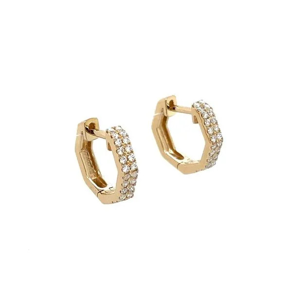 14KY Gold Geometric Diamond Huggie Earrings Image 3 Franzetti Jewelers Austin, TX