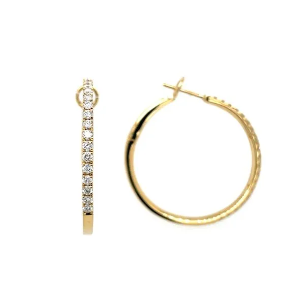18KY Gold 30 mm Diamond Hoop Earrings 0.80 CTW Image 3 Franzetti Jewelers Austin, TX