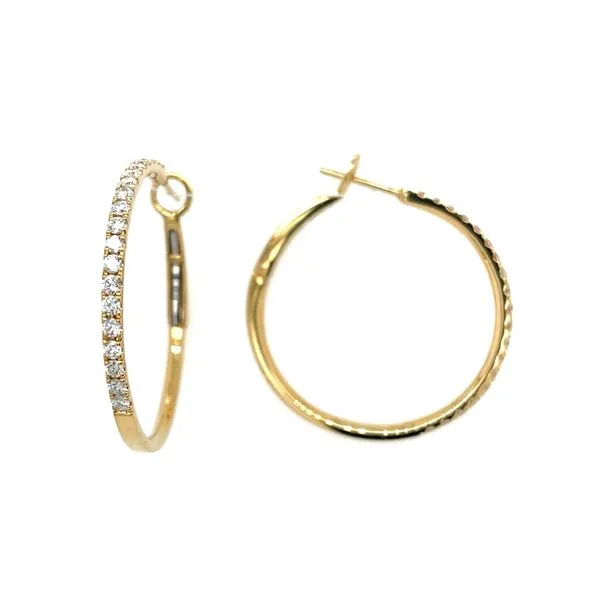 18KY Gold 30 mm Diamond Hoop Earrings 0.80 CTW Franzetti Jewelers Austin, TX