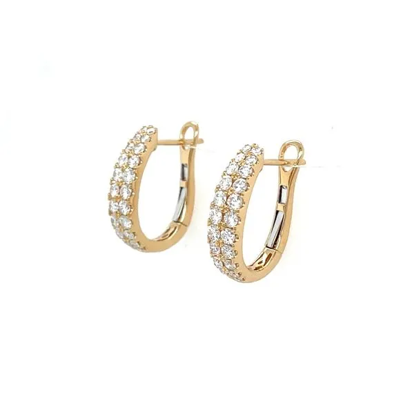 18KY Gold Two Row Pavé Diamond Hoop Earrings 1.06 CTW Image 4 Franzetti Jewelers Austin, TX