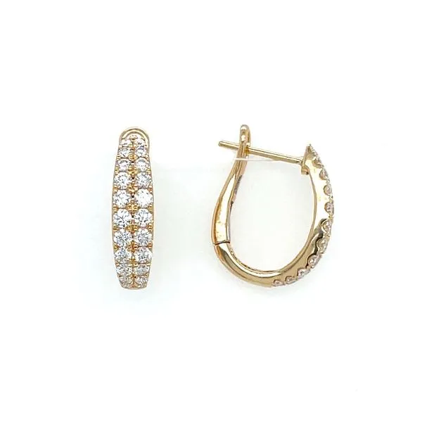 18KY Gold Two Row Pavé Diamond Hoop Earrings 1.06 CTW Franzetti Jewelers Austin, TX