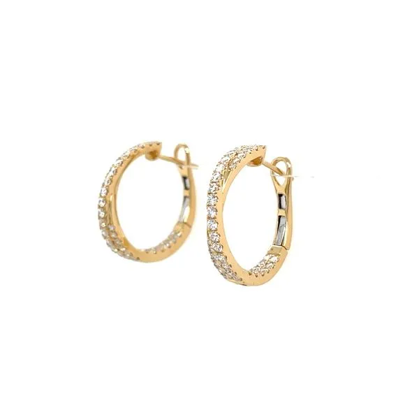 18KY Gold Diamond Crossover Hoop Earrings 1 CTW Image 4 Franzetti Jewelers Austin, TX