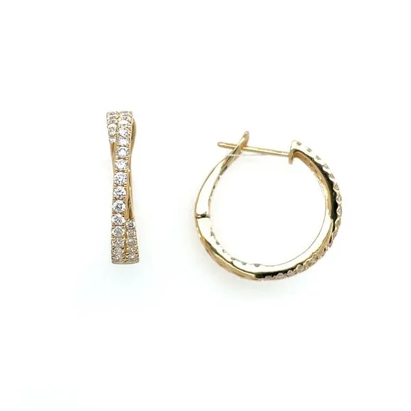 18KY Gold Diamond Crossover Hoop Earrings 1 CTW Franzetti Jewelers Austin, TX