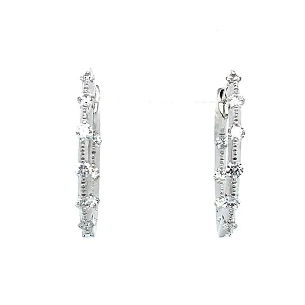 14K White Gold 1/2 CTW Diamond Hoop Earrings Image 2 Franzetti Jewelers Austin, TX