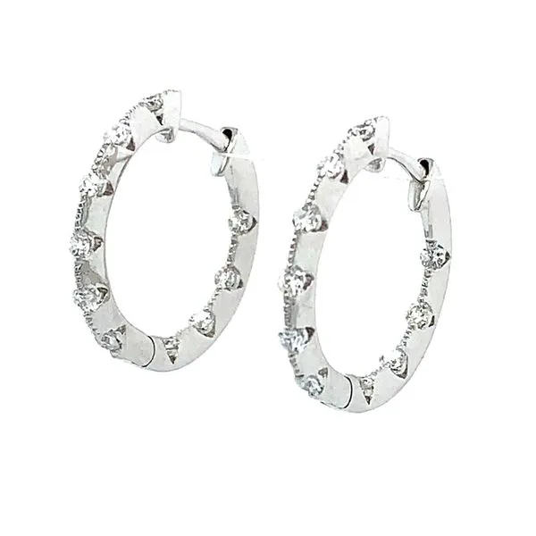 14K White Gold 1/2 CTW Diamond Hoop Earrings Franzetti Jewelers Austin, TX