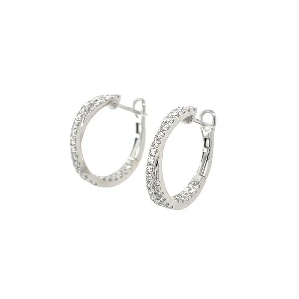 18KW Gold Diamond Crossover Hoop Earrings 1 CTW Image 4 Franzetti Jewelers Austin, TX