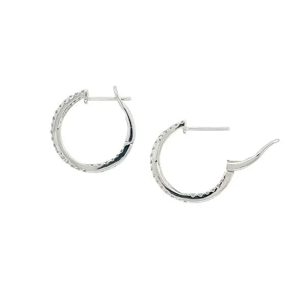 18KW Gold Diamond Crossover Hoop Earrings 1 CTW Image 5 Franzetti Jewelers Austin, TX