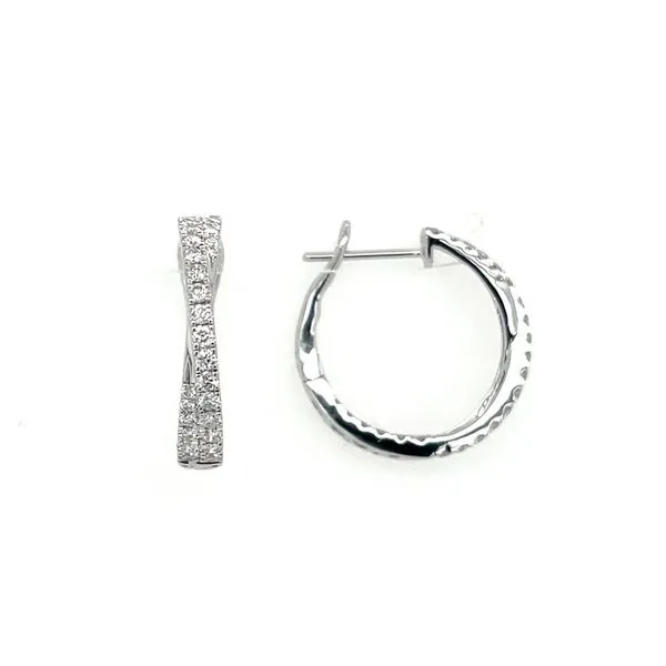 18KW Gold Diamond Crossover Hoop Earrings 1 CTW Franzetti Jewelers Austin, TX