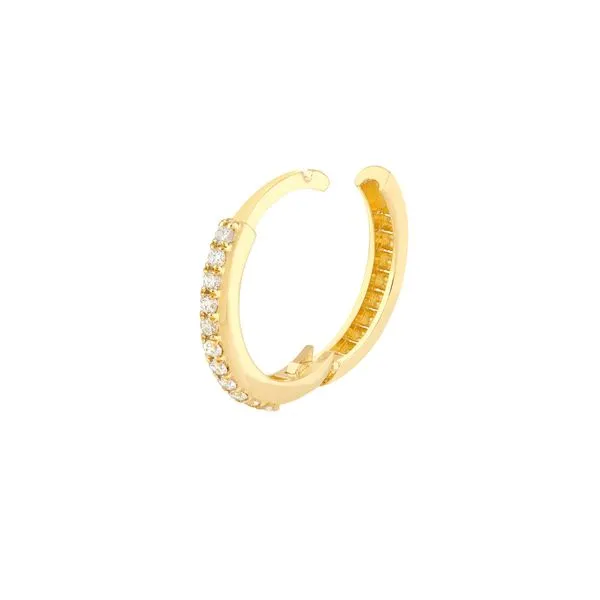 14KY Gold 1/6 CTW Diamond 13.5 MM Huggie Hoop Earrings Image 4 Franzetti Jewelers Austin, TX